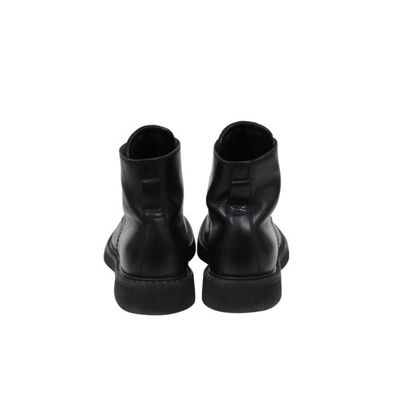 Prada Mens Combat Half Ankle Boots US8.5 UK 7.5 Black Leather Square Toe Lace Up - Picture 6 of 11